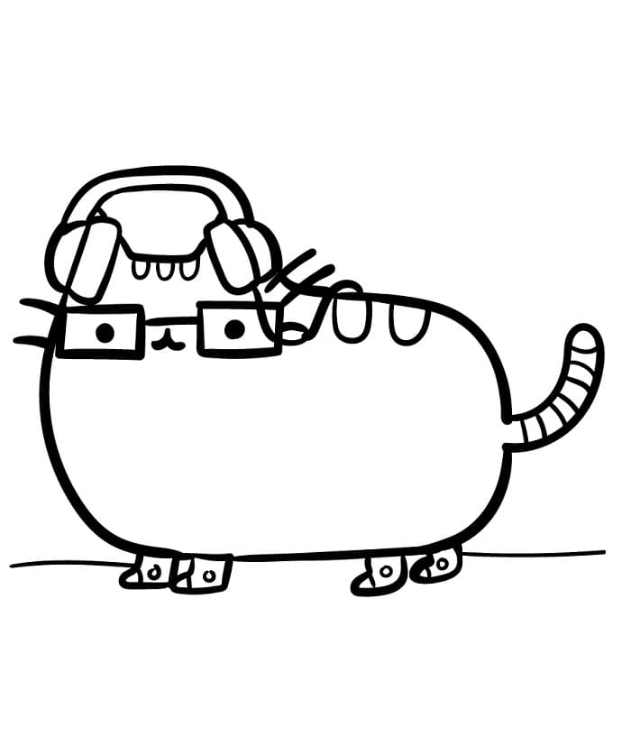 Veselý Pusheen omalovánka