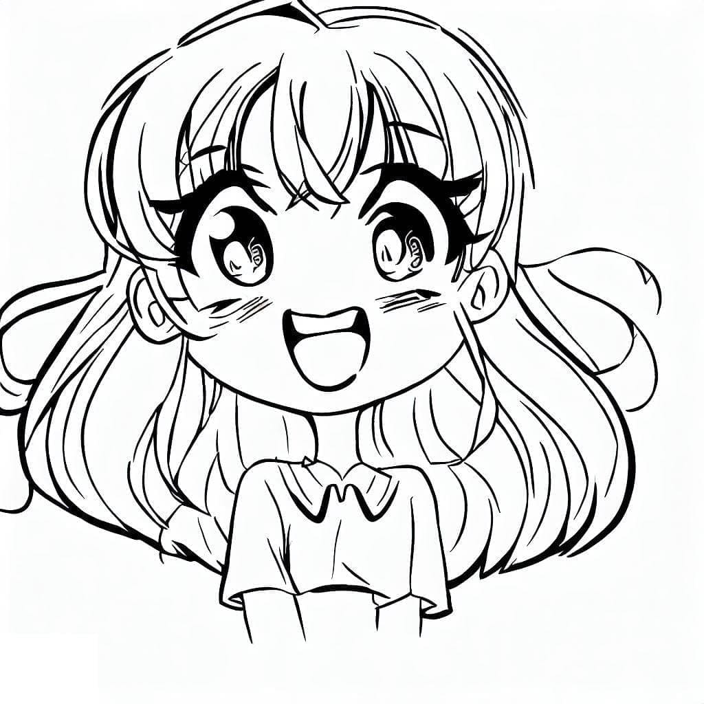 Zdarma Anime Dívka k Tisku pro Děti omalovánka
