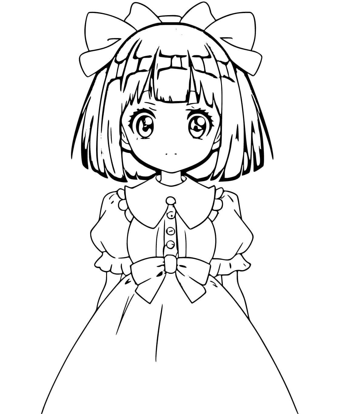 Zdarma Anime Dívka pro Malé Děti omalovánka