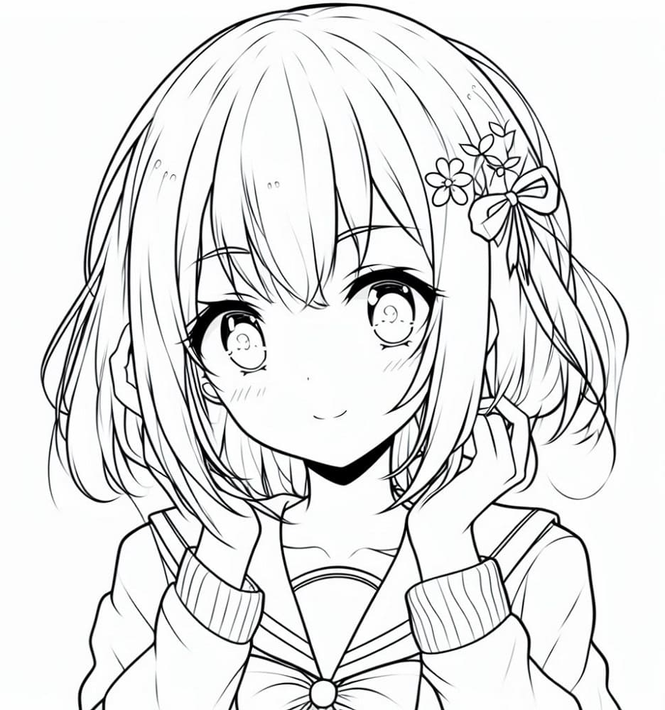 Anime Dívka omalovánky