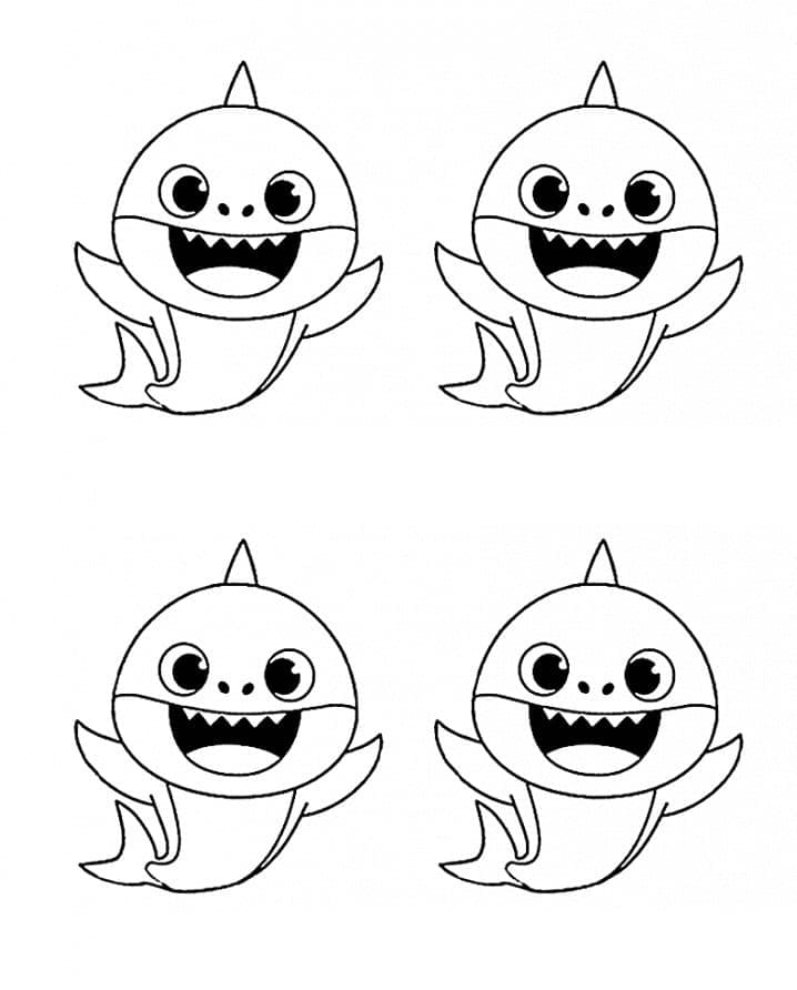 Zdarma Baby Shark omalovánka