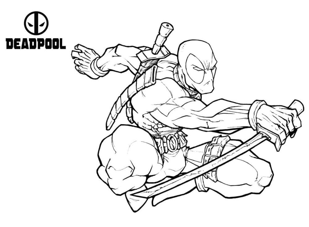 Zdarma Deadpool k Tisku pro Děti omalovánka
