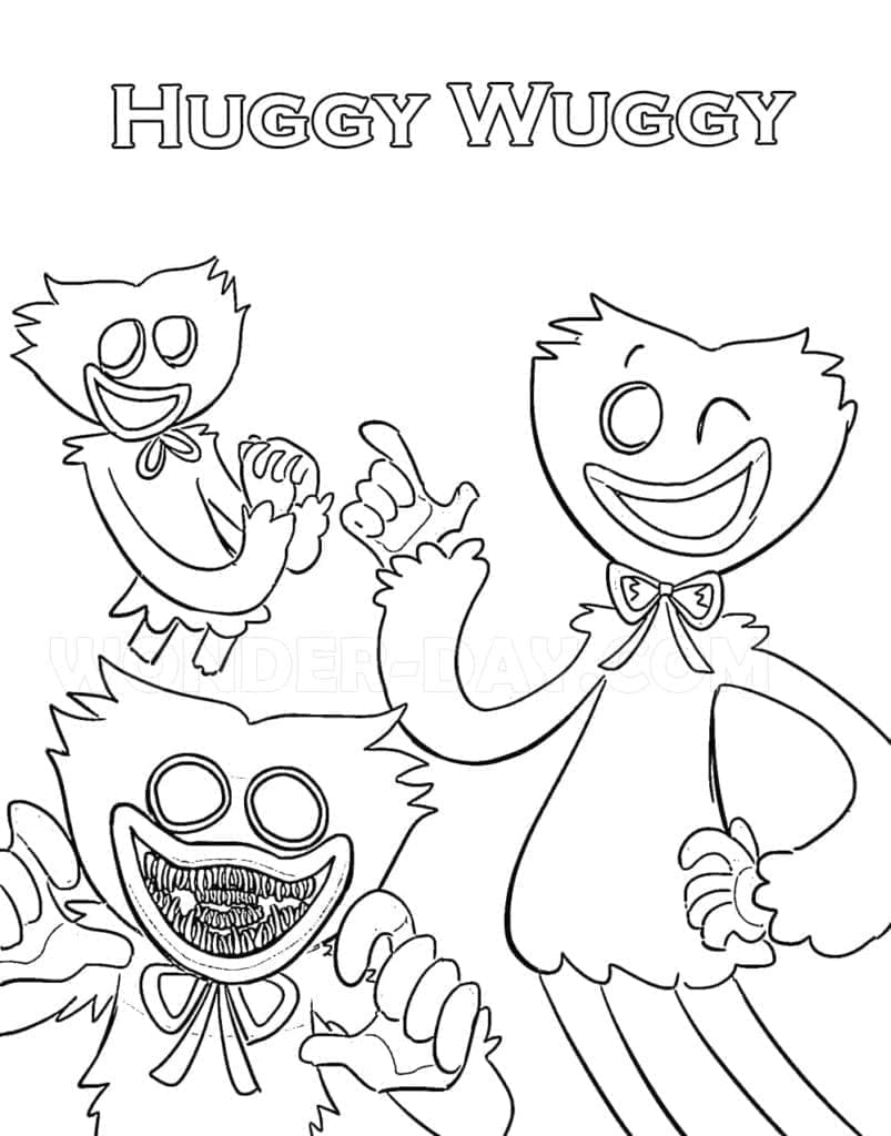 Zdarma Huggy Wuggy k Tisku pro Děti omalovánka