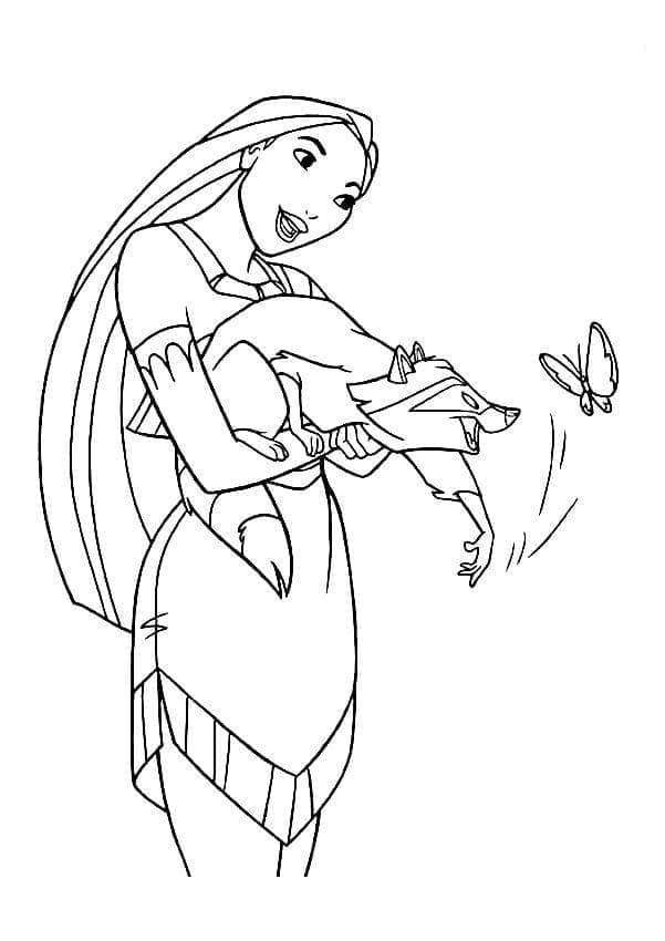 Zdarma Pocahontas Vymalovatelné omalovánka
