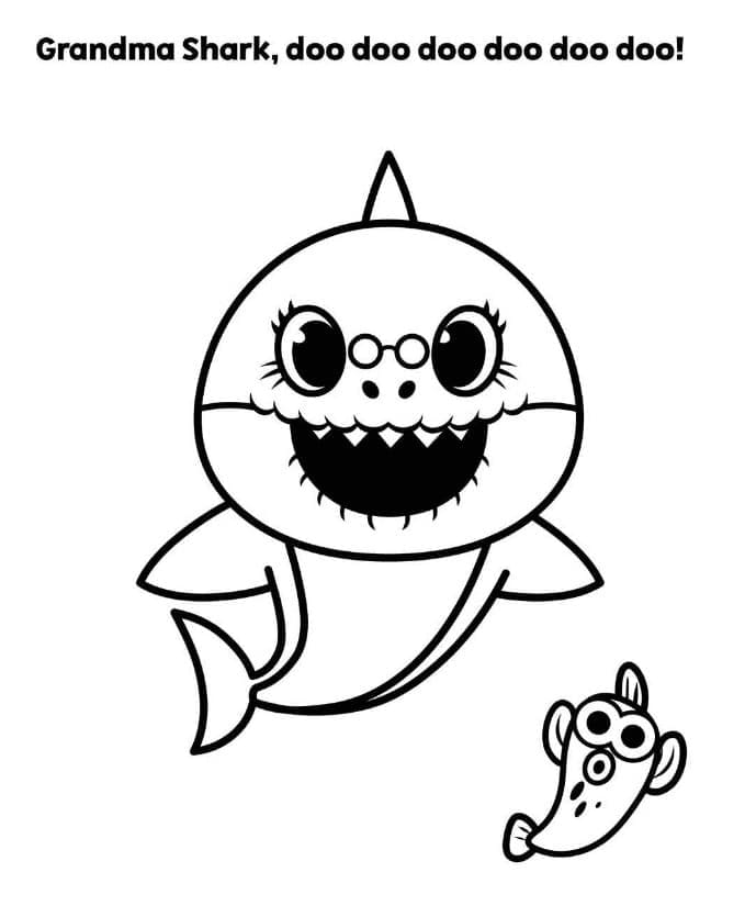 Zdarma Tisknutelný Baby Shark omalovánka