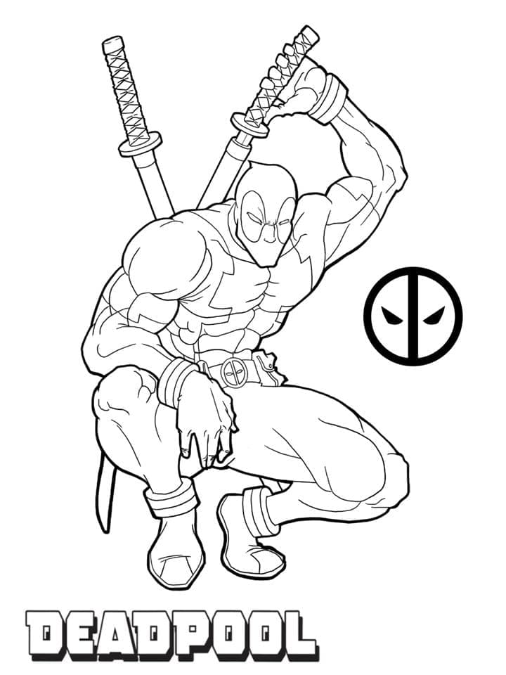 Zdarma Tisknutelný Deadpool omalovánka