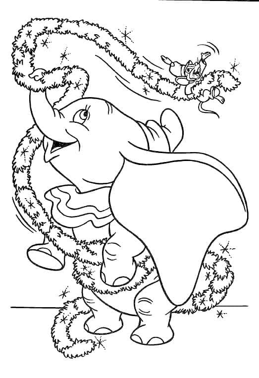 Zdarma Tisknutelný Dumbo omalovánka