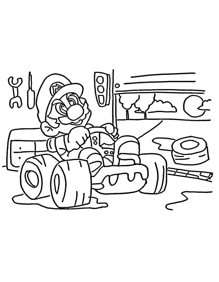Zdarma Tisknutelný Mario Kart omalovánka
