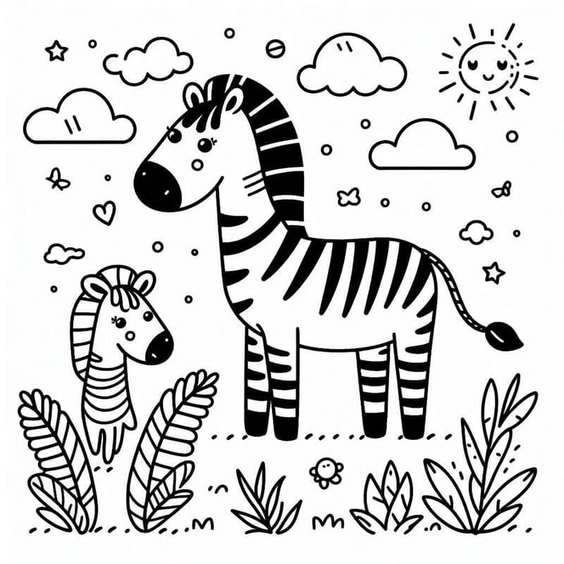 Zebra pro 2leté Děti omalovánka