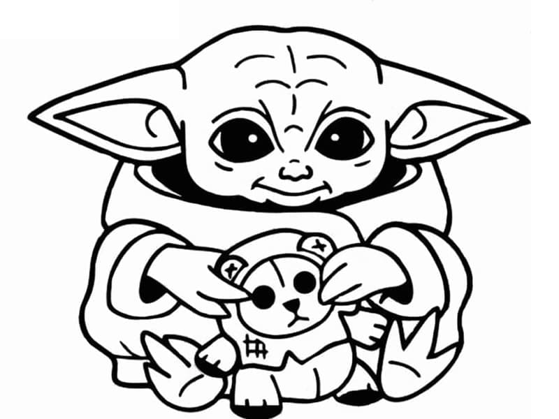 Baby Yoda Zdarma Tisknutelné omalovánka