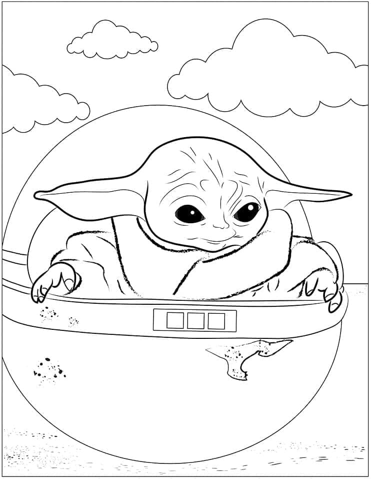 Baby Yoda Zdarma omalovánka