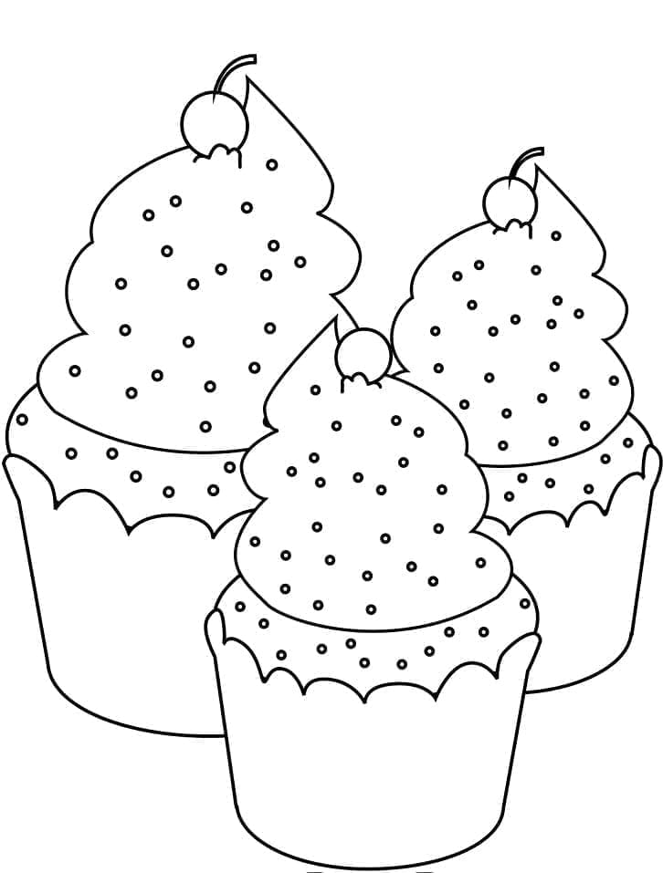 Cupcake Zdarma Tisknutelný omalovánka