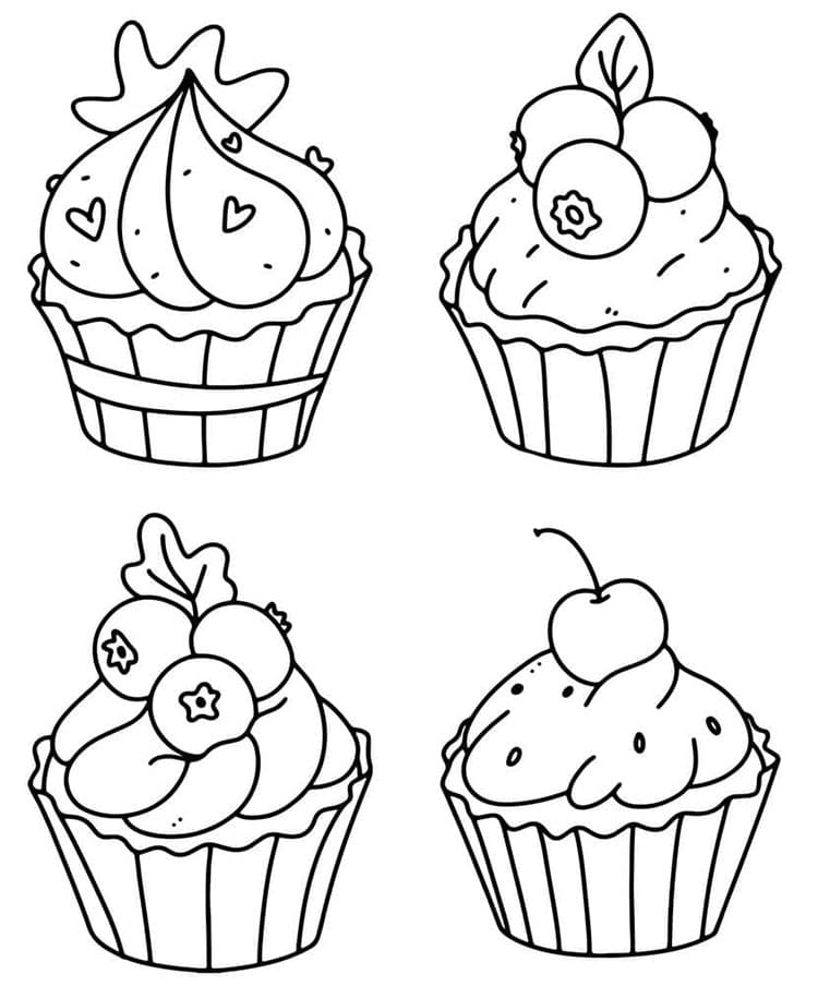 Jednoduchý Cupcake omalovánka