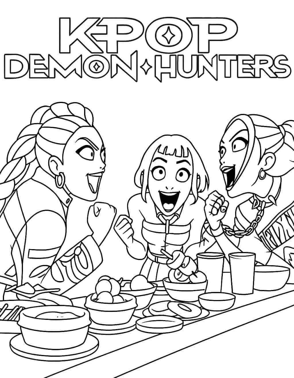 Kpop Demon Hunters Zdarma Tisknutelný omalovánka