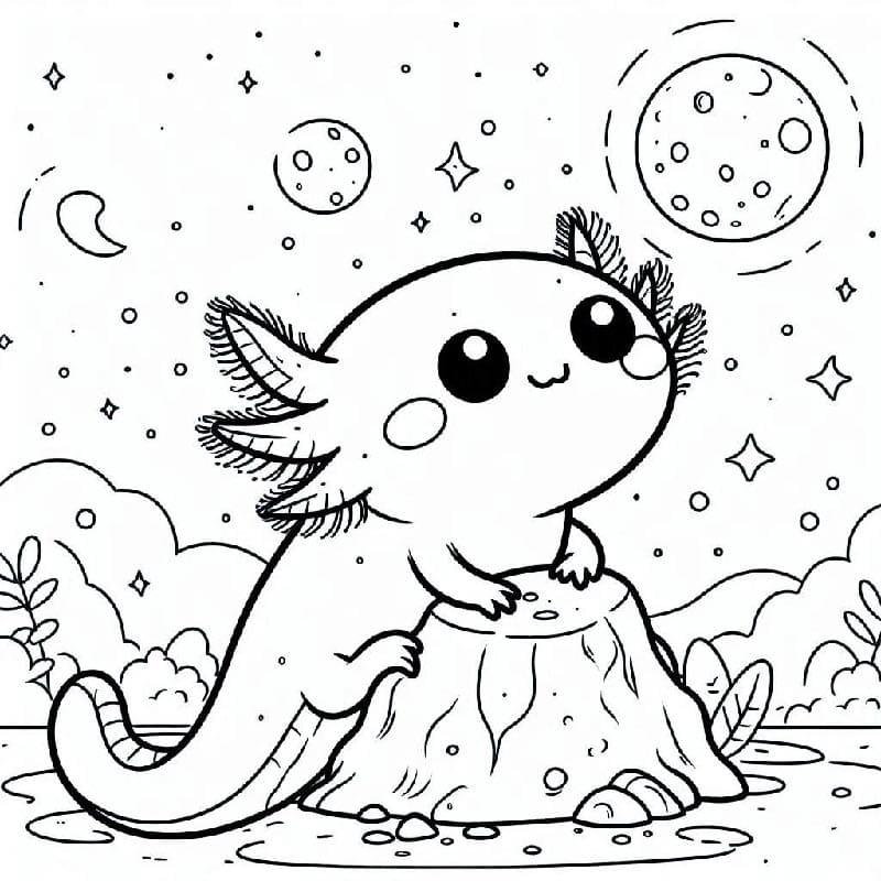 Kreslený Axolotl omalovánka