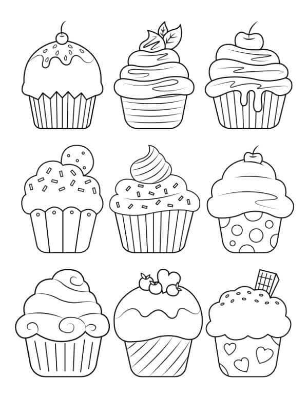 Sladký Cupcake omalovánka