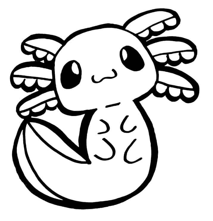 Tisknutelný Axolotl Obrázek pro Děti omalovánka