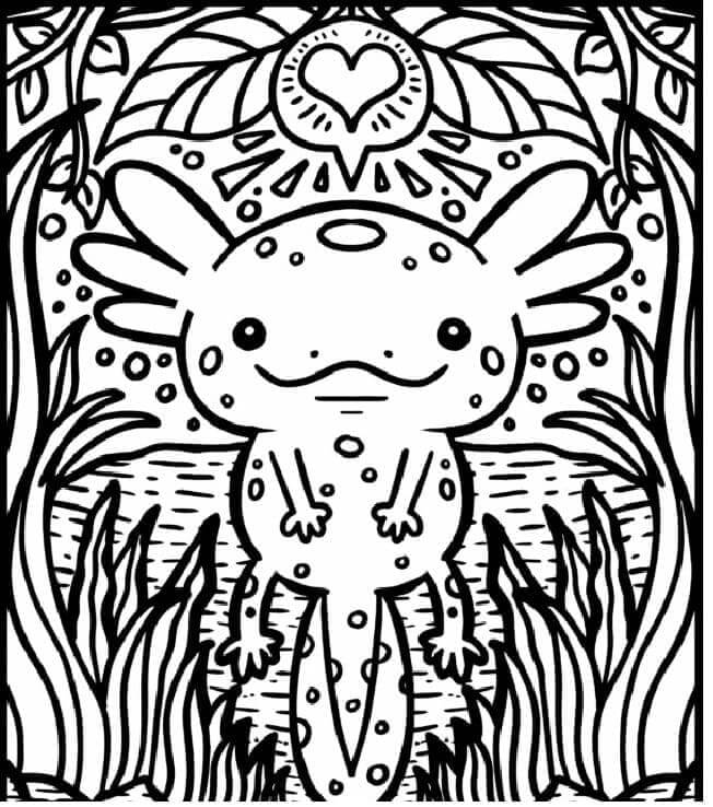 Tisknutelný Axolotl Obrázek omalovánka
