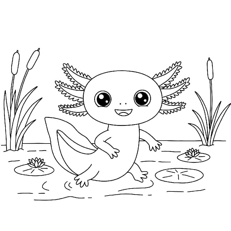 Tisknutelný Axolotl omalovánka