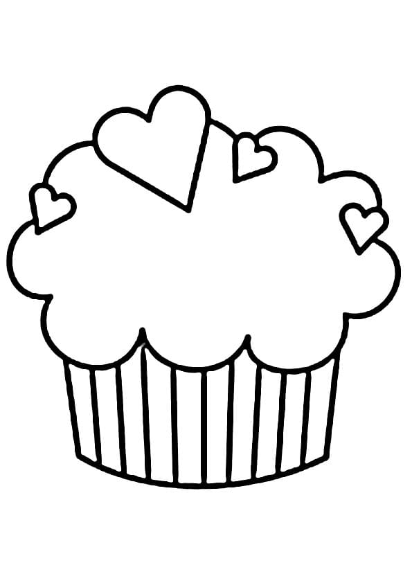 Tisknutelný Cupcake Obrázek pro Děti omalovánka