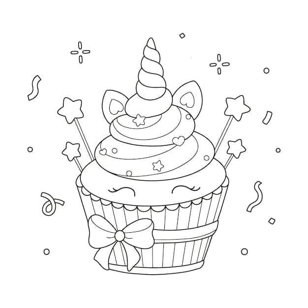 Tisknutelný Cupcake Obrázek omalovánka