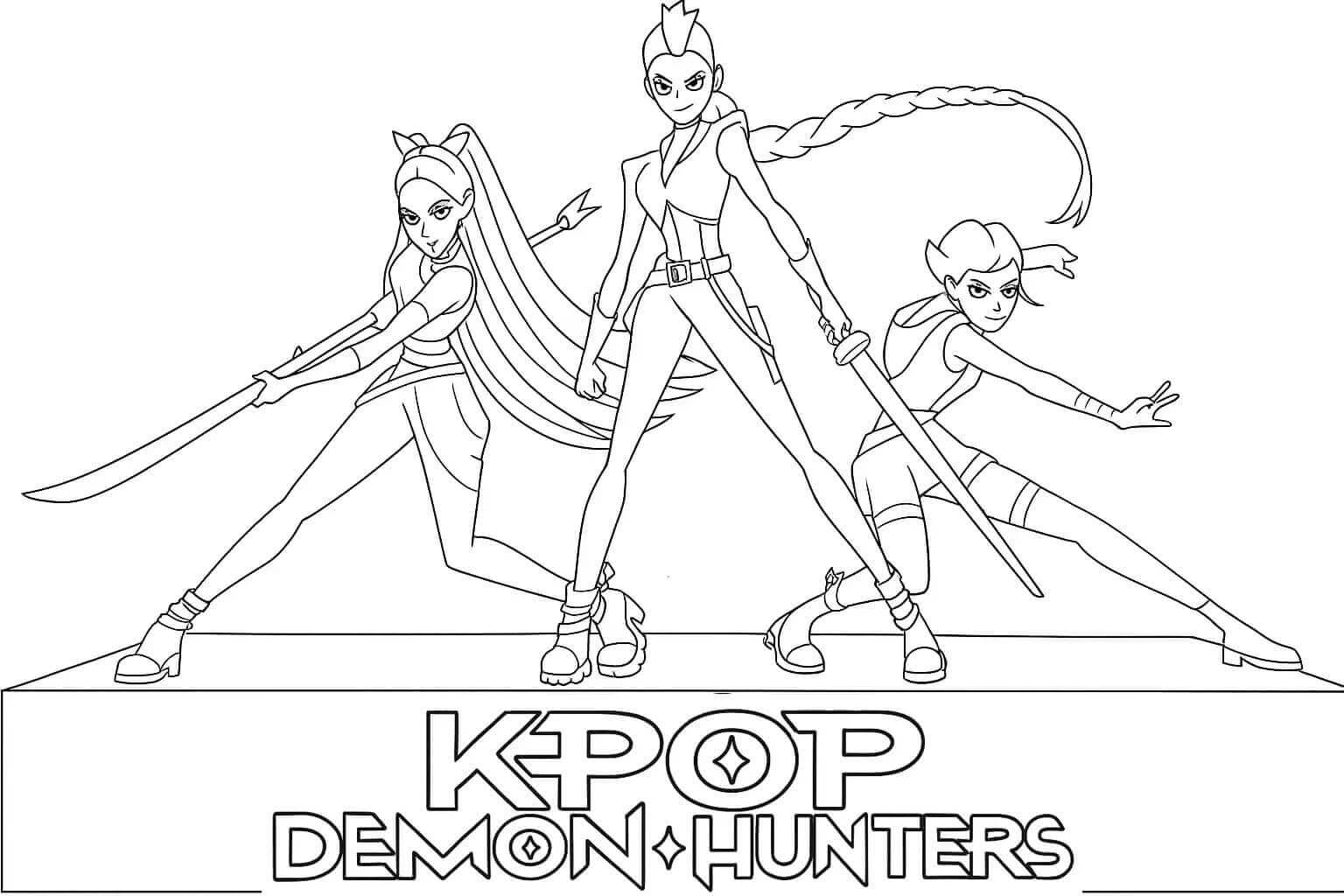 Tisknutelný Kpop Demon Hunters Obrázek omalovánka