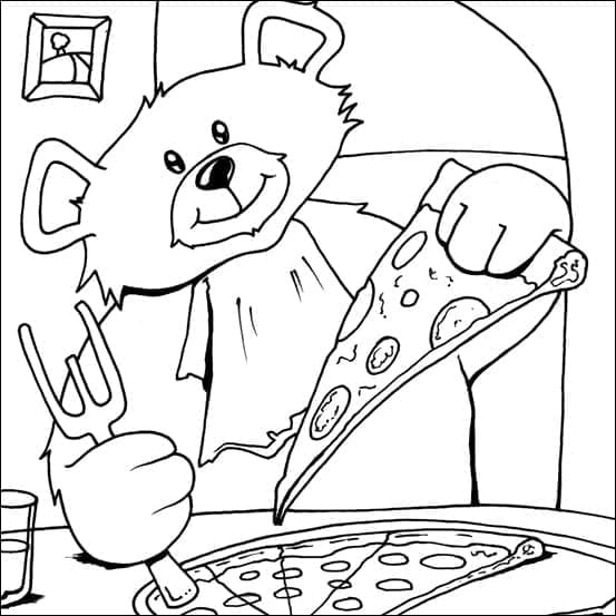 Tisknutelný Pizza Obrázek pro Děti omalovánka