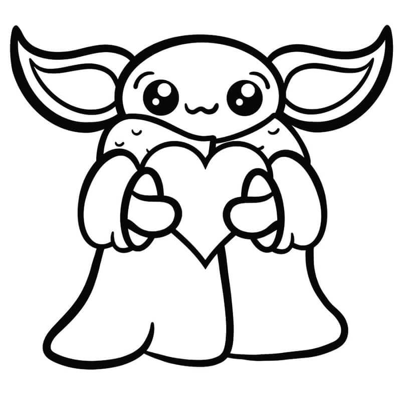 Zdarma Baby Yoda k Vytisknutí omalovánka