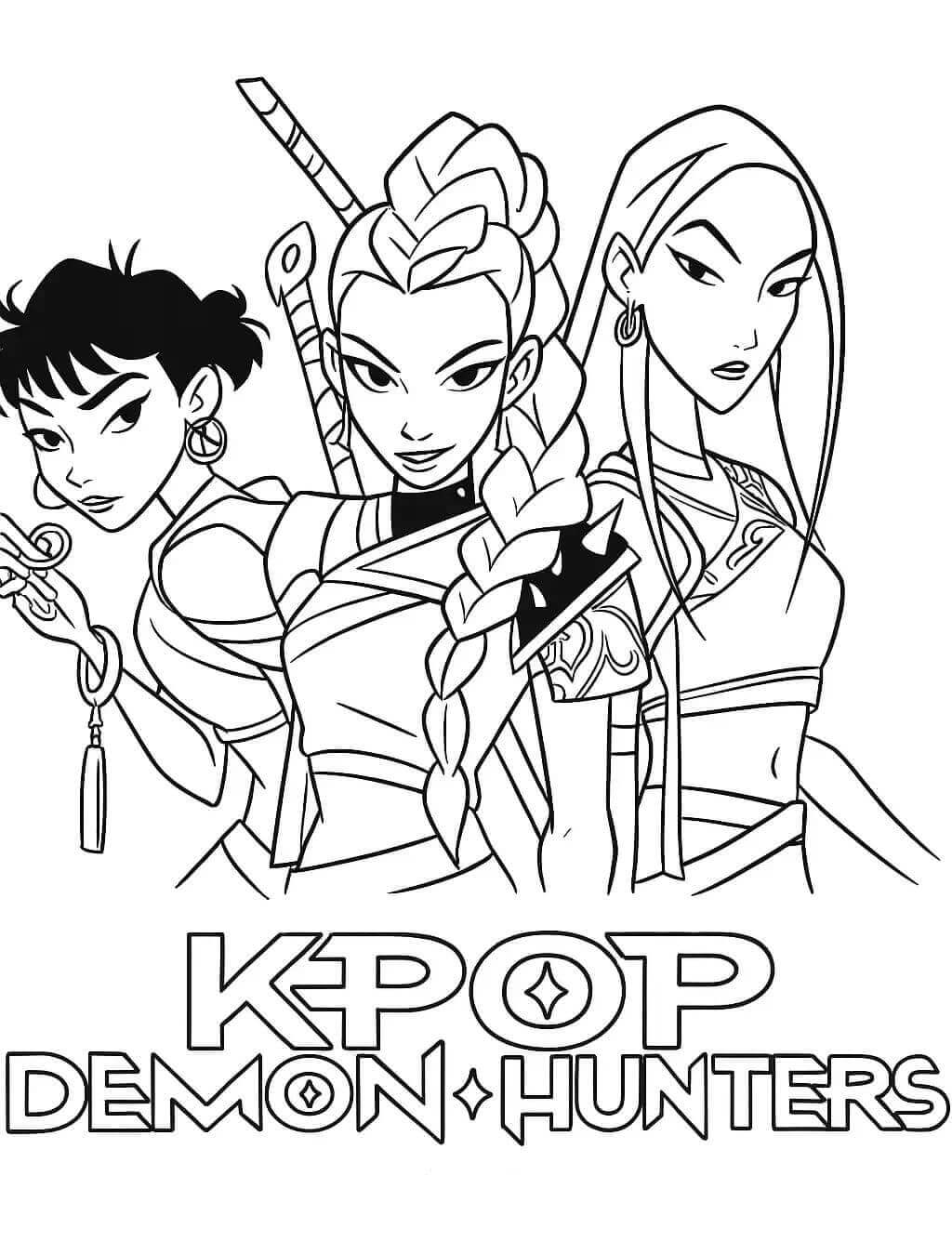 Zdarma Kpop Demon Hunters k Vytisknutí omalovánka