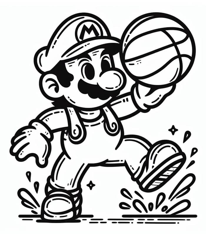 Zdarma Mario Tisknutelný omalovánka