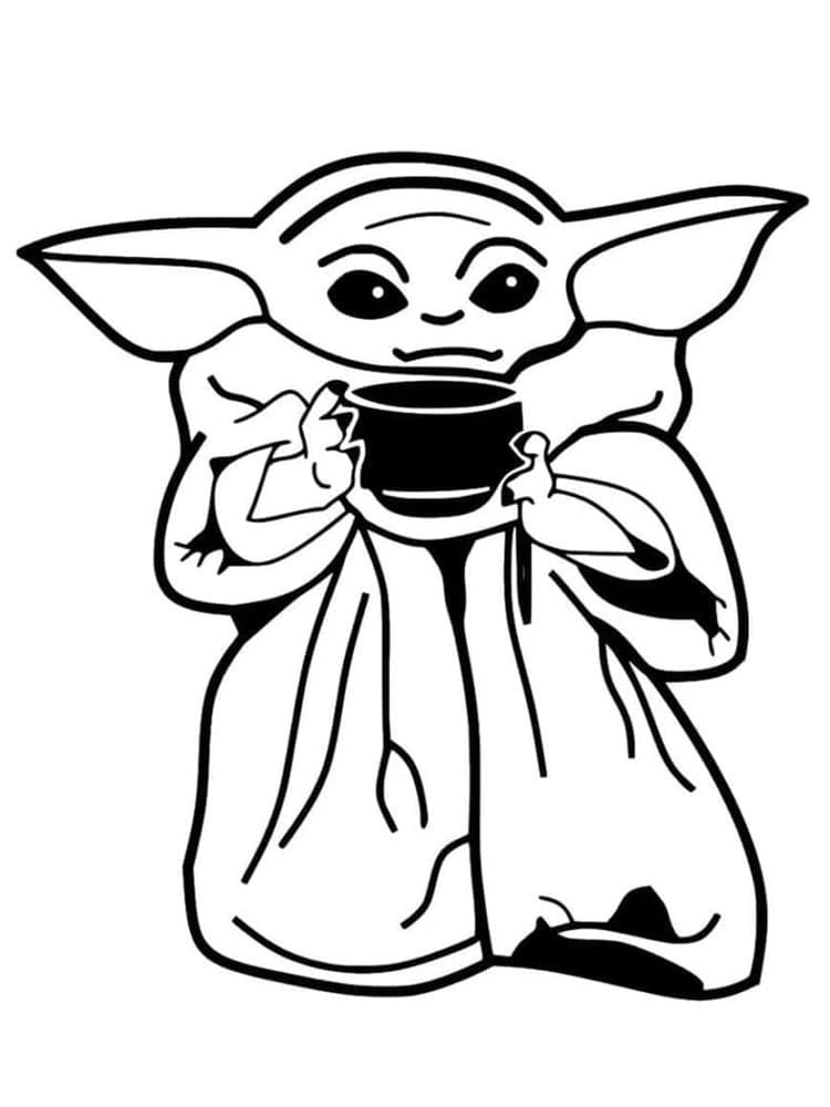 Zdarma Tisknutelné Baby Yoda omalovánka
