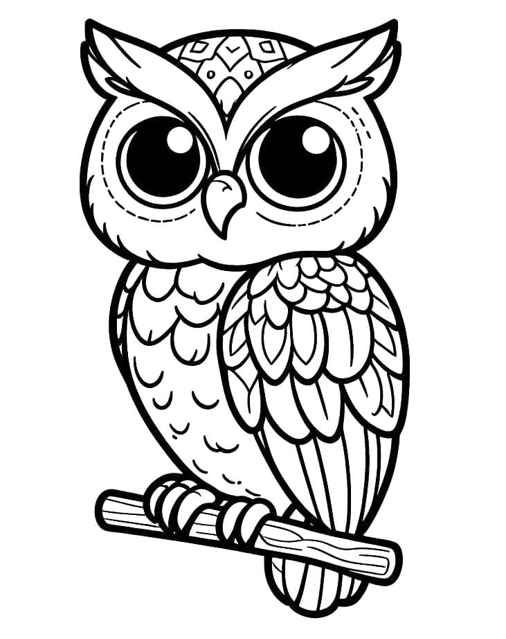 Jednoduchá Sova omalovánka