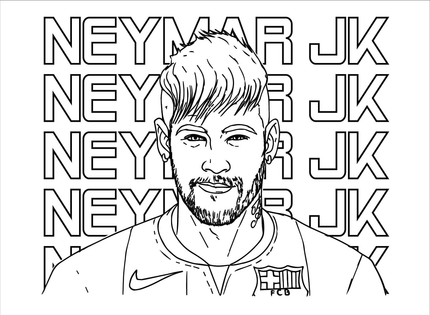Neymar Tisknutelný Obrázek omalovánka