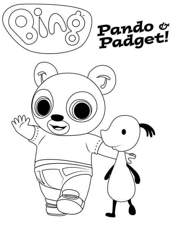 Pando a Padget z Bing omalovánka