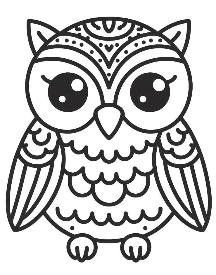Sova Tisknutelná pro Děti omalovánka