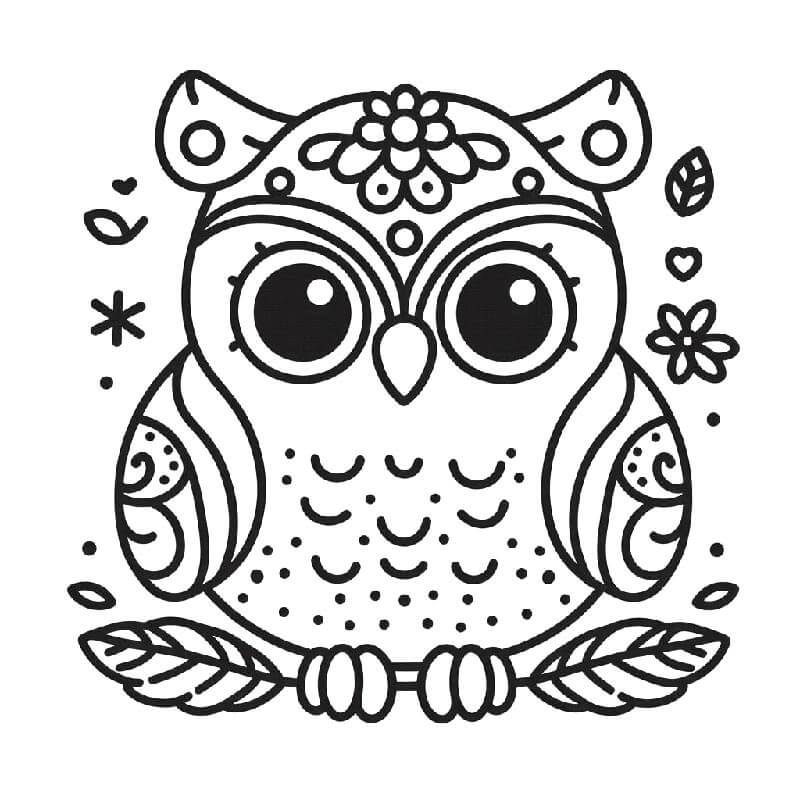 Sova Tisknutelná omalovánka