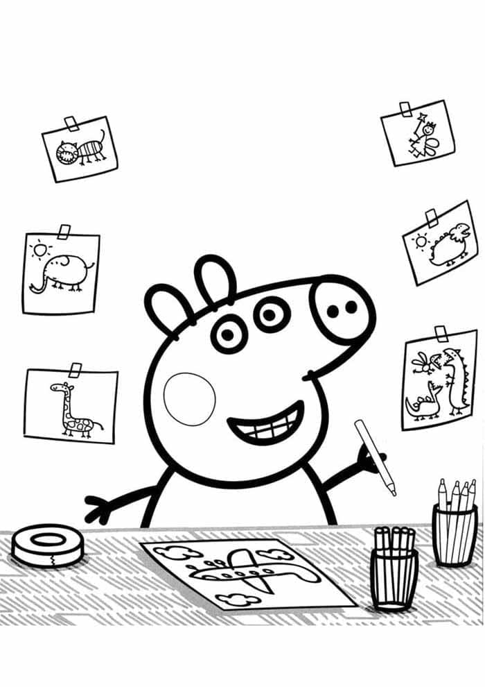 Tisk Prasátko Peppa omalovánka