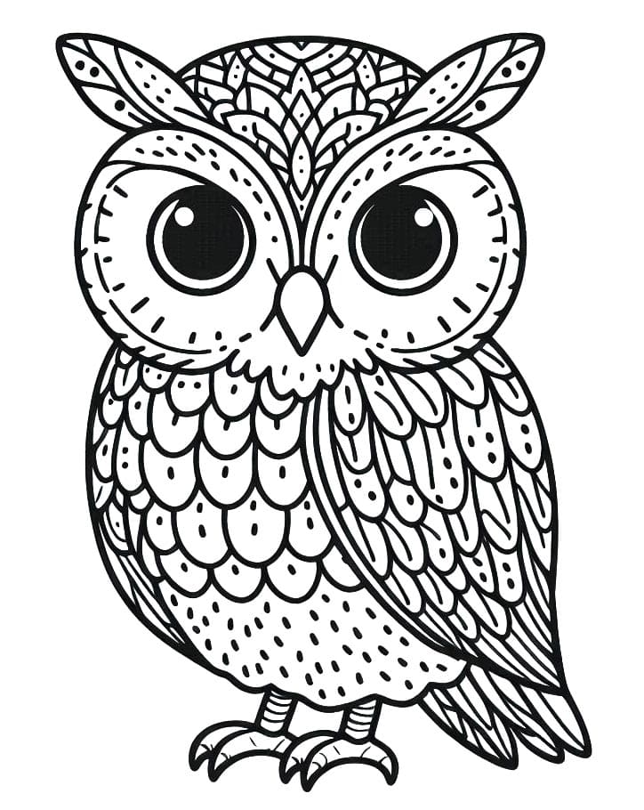 Tisk Sova omalovánka