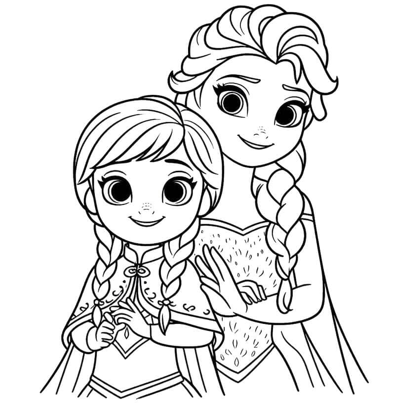 Elsa a Anna z Disney omalovánka