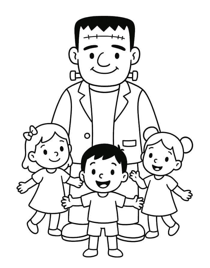 Frankenstein na Halloween omalovánka