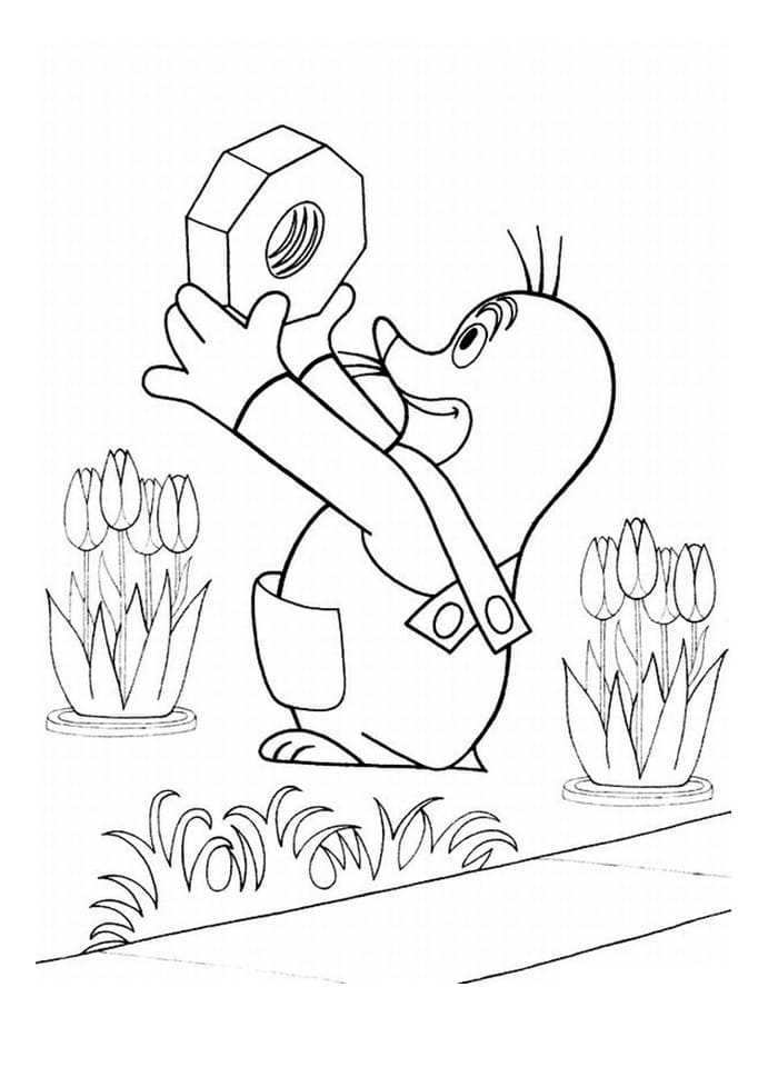 Jednoduchý Krtek omalovánka