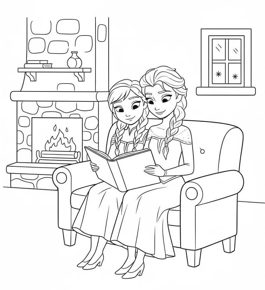 Krásné Elsa a Anna omalovánka