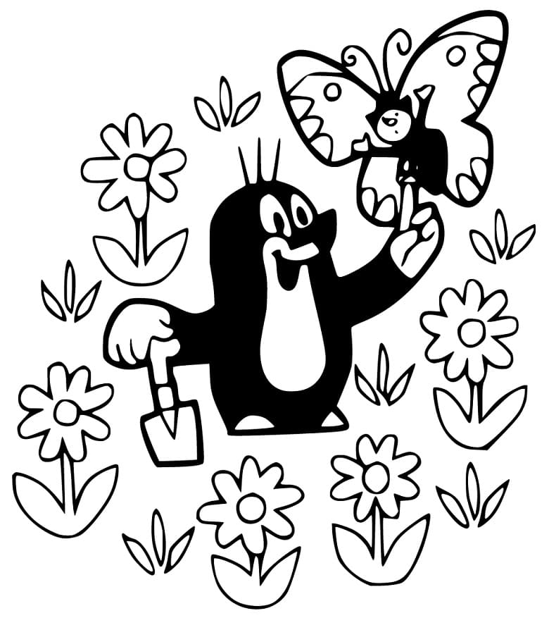 Krtek pro 4leté Děti omalovánka