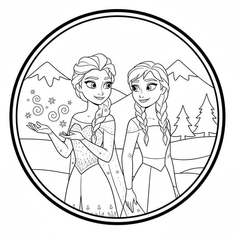 Okouzlující Elsa a Anna omalovánka