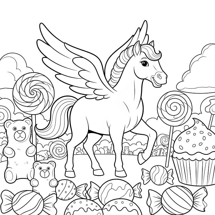 Pegas Zdarma Obrázek omalovánka