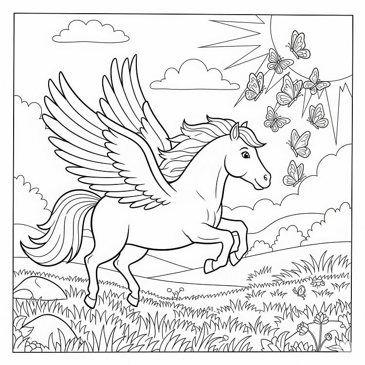 Pegas Zdarma Tisknutelný omalovánka