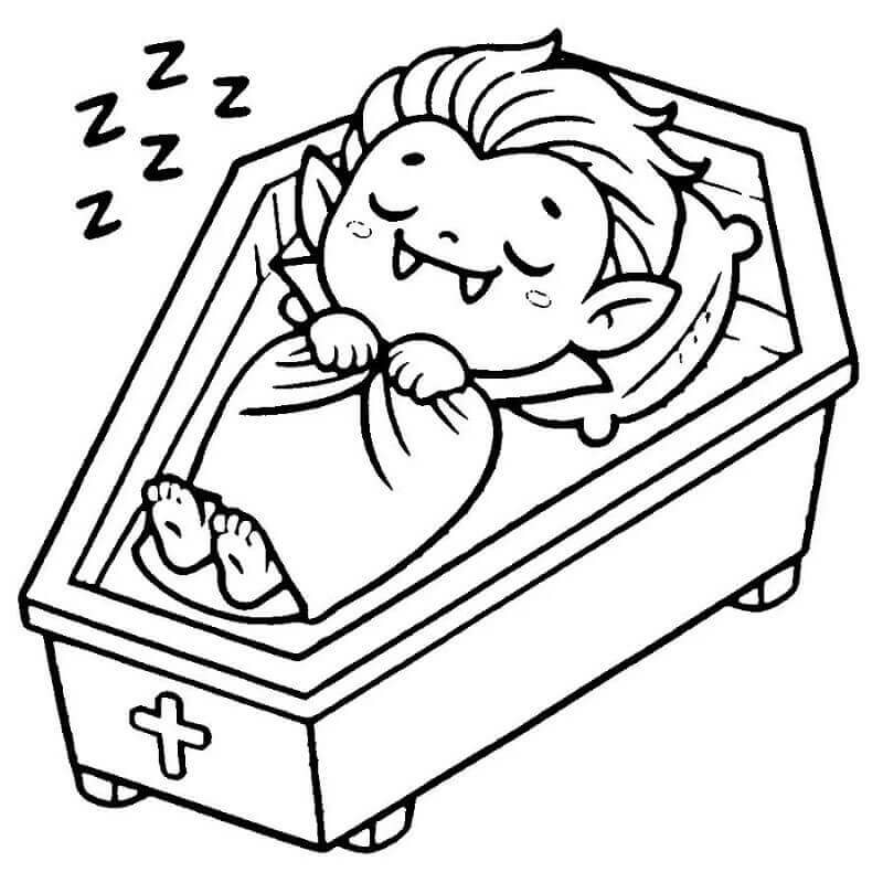 Roztomilý Spící Upír omalovánka