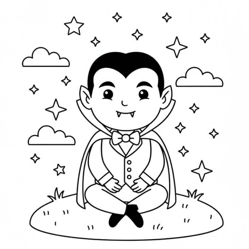 Sedící Upír omalovánka