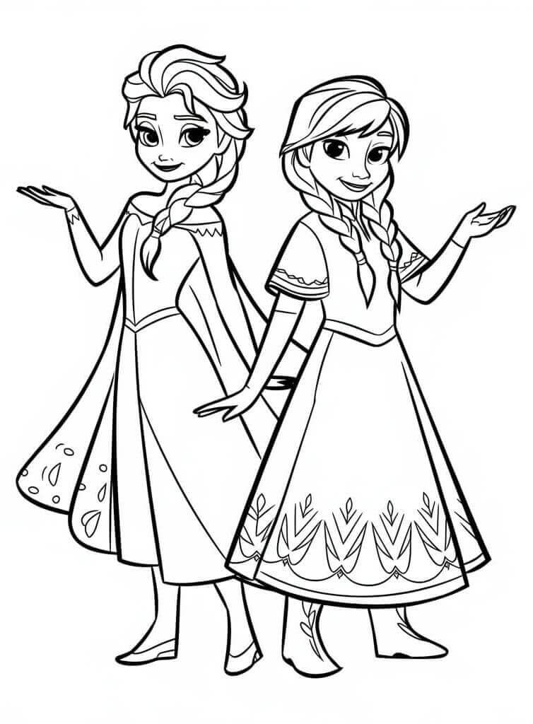 Tisknutelné Elsa a Anna Bez Poplatku omalovánka
