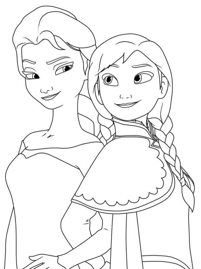 Tisknutelný Obrázek Elsa a Anna omalovánka